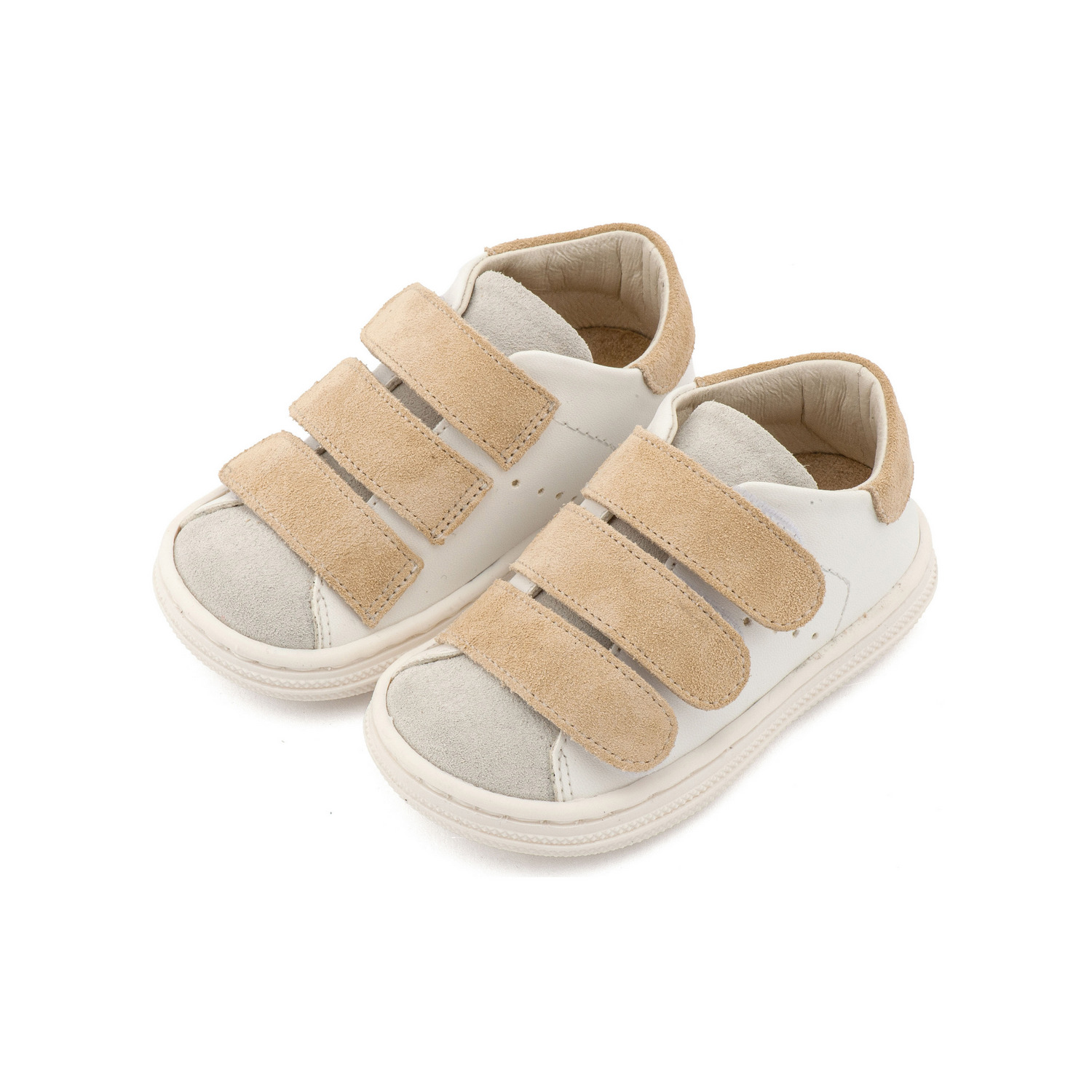 Babywalker Sneaker Μπεζ με Τριπλή Μπαρέτα BS3096E