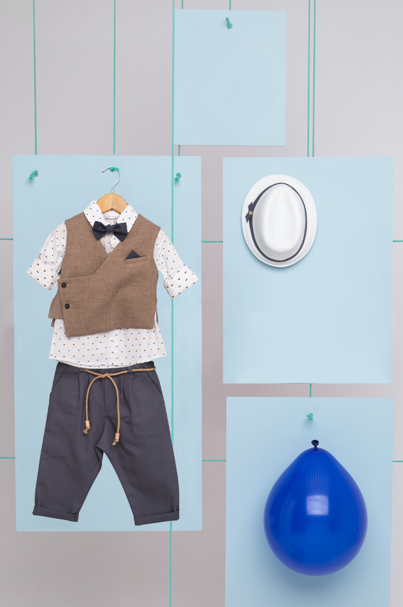 Bambolino Ρούχο Βάπτισης Σοκολά Μπλε Vlassis