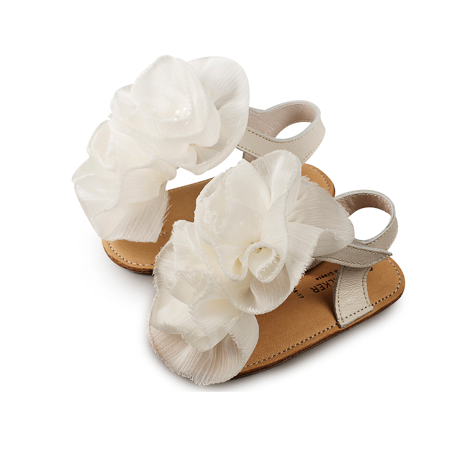 Δερμάτινο Πέδιλο Λουλούδια MI1559 Εκρού Babywalker